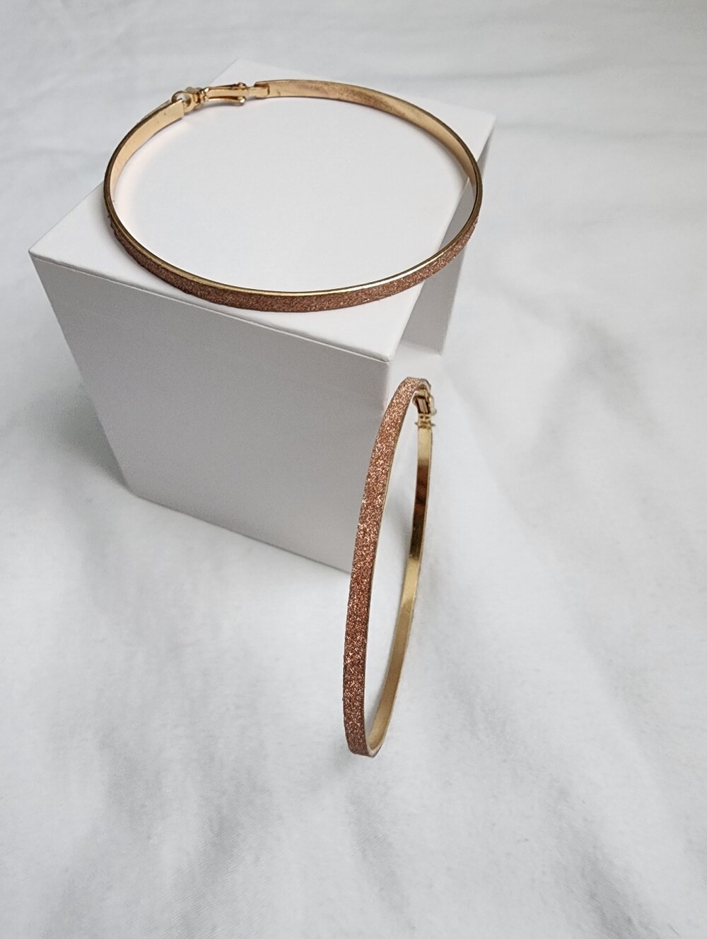 Gold-Tone Glitter Hoop Earrings - Women's Fashion Jewelry